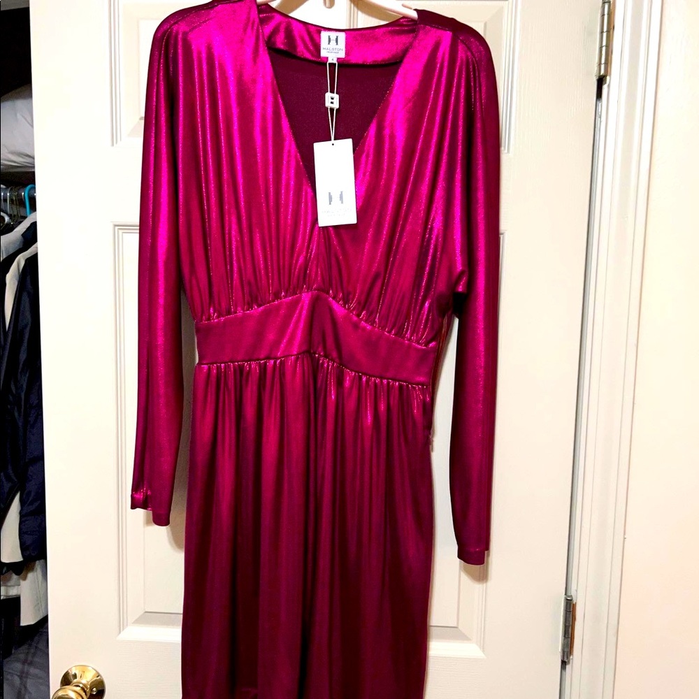 Fabulous NWT Halston Heritage Liquid Pink Iridescent short Cocktail Dress- Sz 4